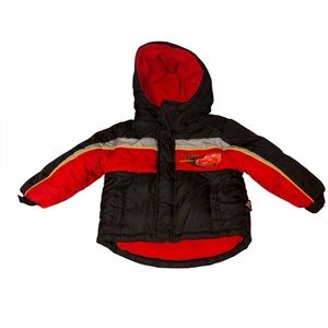 Disney Pixar Cars 2012 Black and Red Puffer Jacket Size 3T